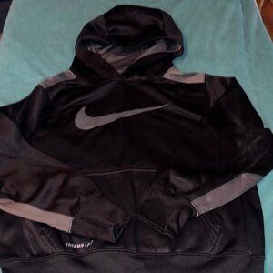 Nike Black Hoodie with Gray Swoosh and Sleeve Panels